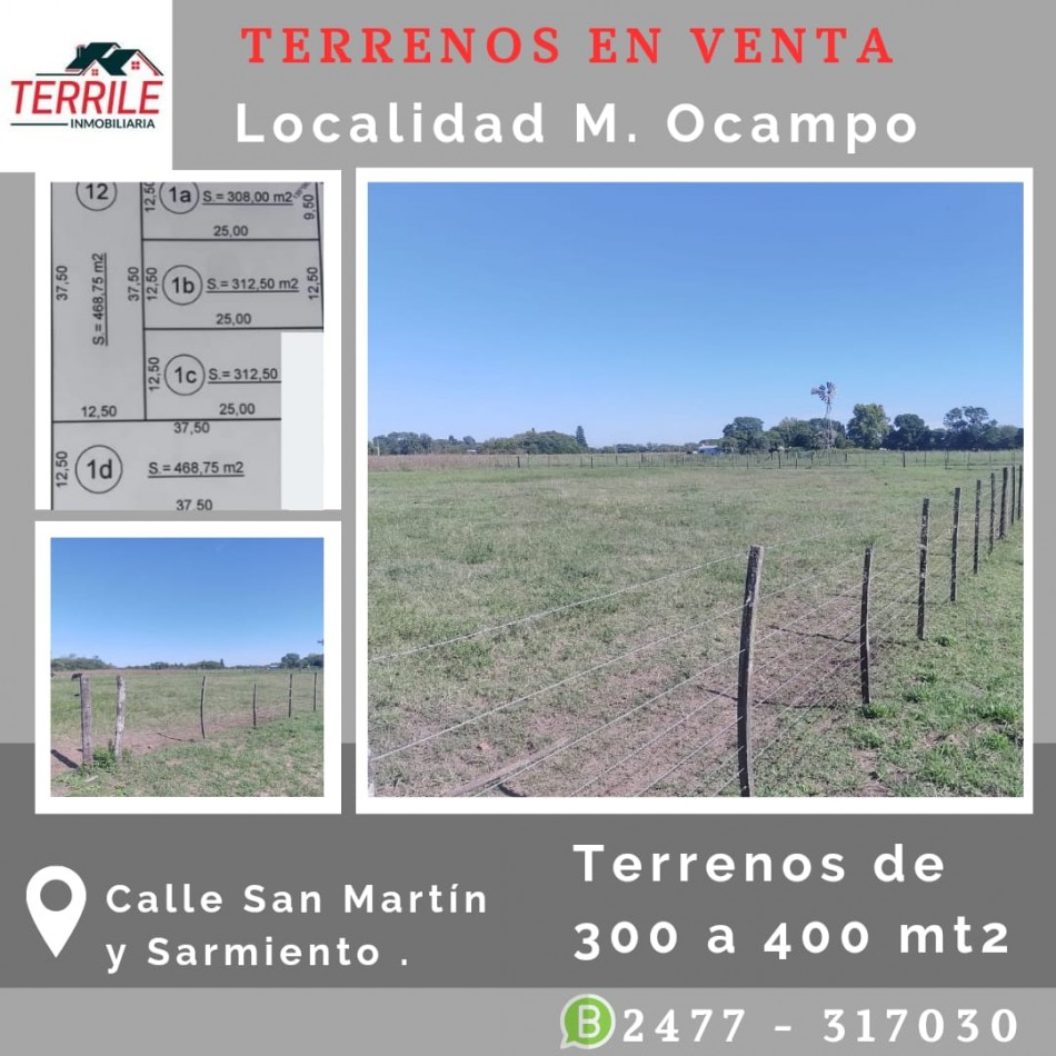 Manuel Ocampo Terrenos en venta - calle San Martin y Sarmiento 