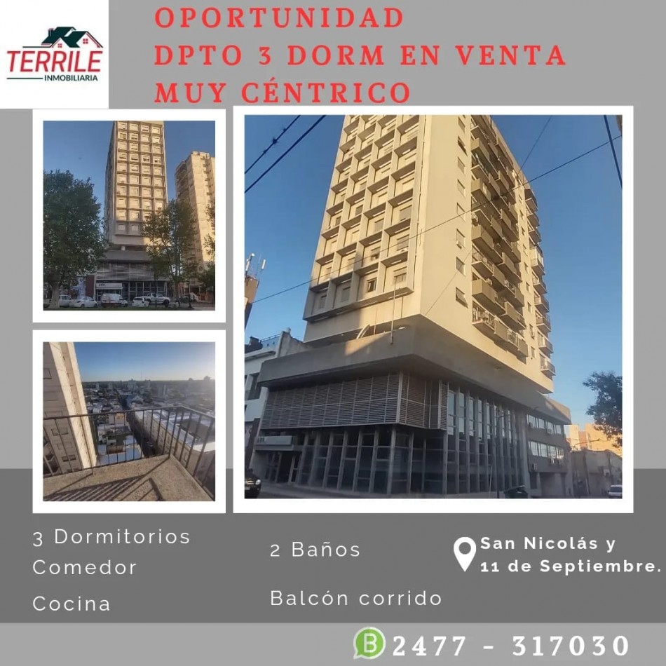 Pergamino Departamento 3 Dorm en venta - San Nicolas y 11 de Septiembre - Zona centrica 