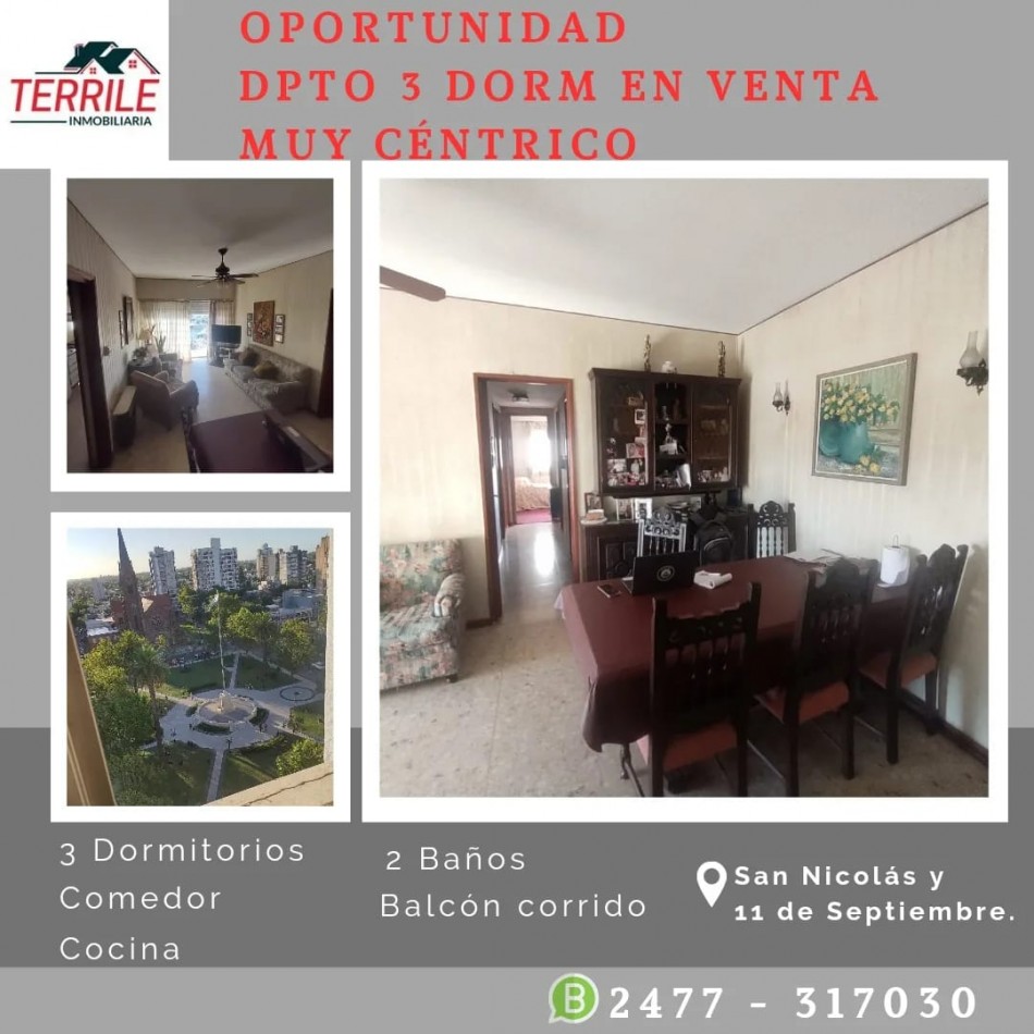 Pergamino Departamento 3 Dorm en venta - San Nicolas y 11 de Septiembre - Zona centrica 