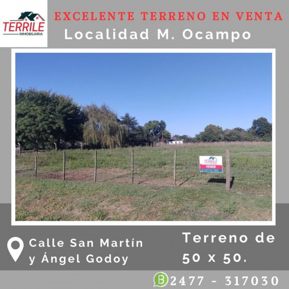 Manuel OCampo Terreno en venta 12,50 x 25 mts  - San Martin 