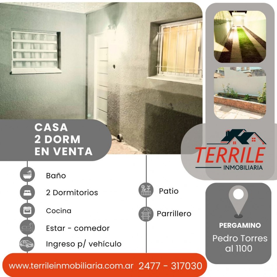 Pergamino Casa de 2 Dorm en venta - Pedro Torres al 1100