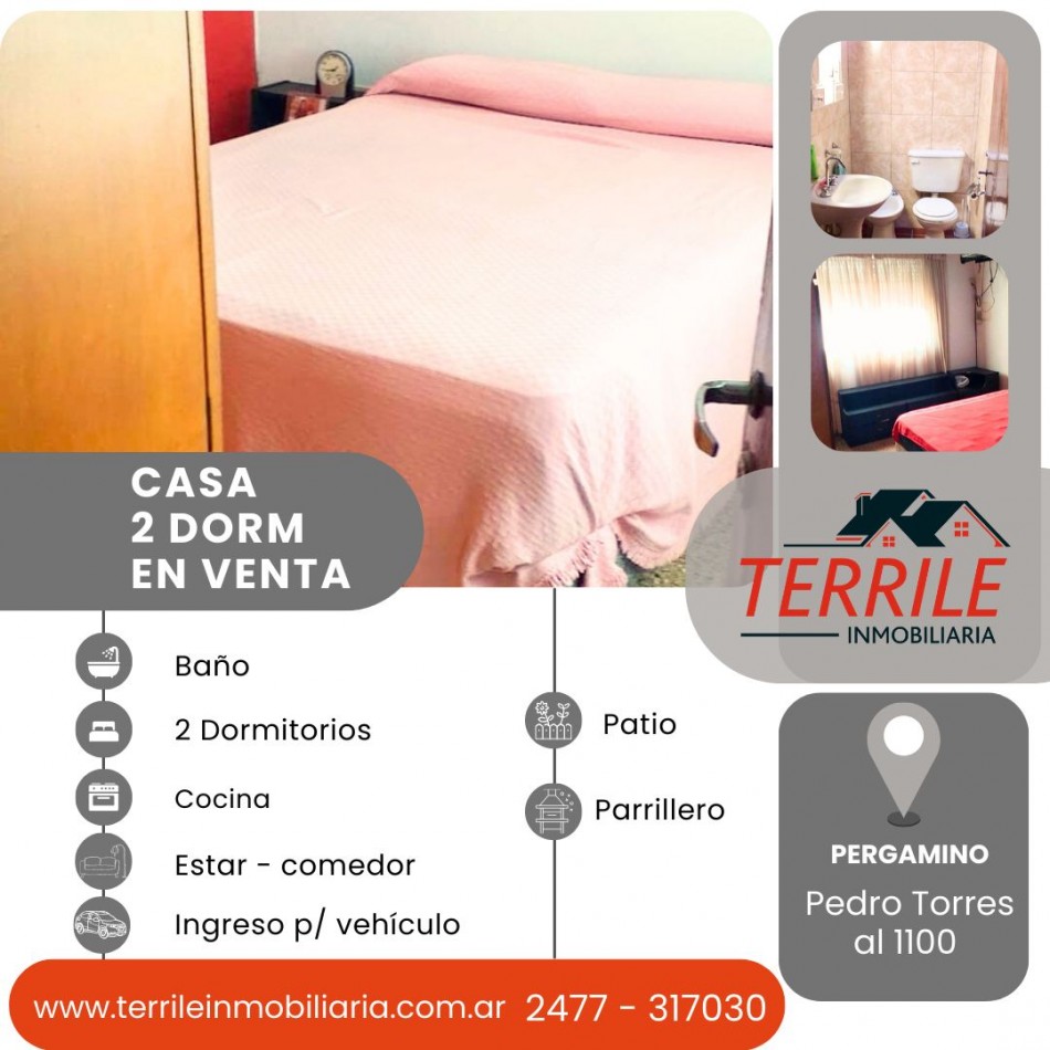 Pergamino Casa de 2 Dorm en venta - Pedro Torres al 1100