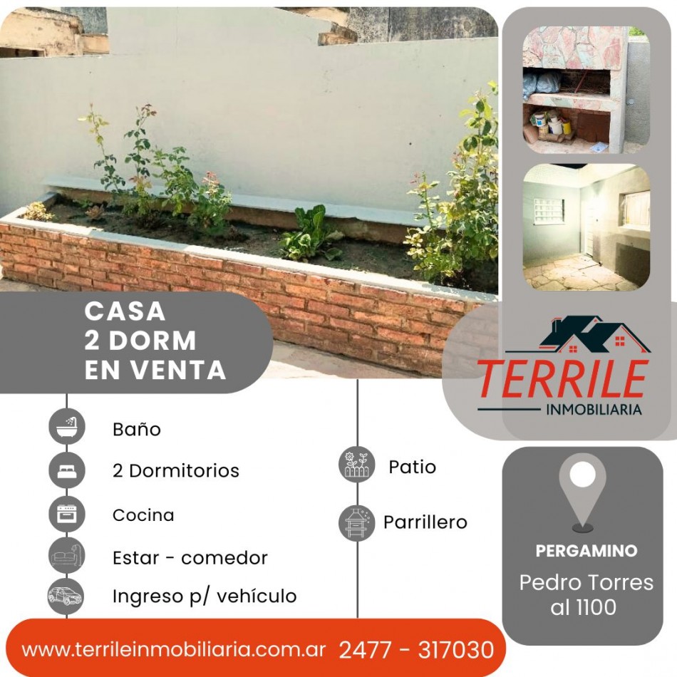 Pergamino Casa de 2 Dorm en venta - Pedro Torres al 1100