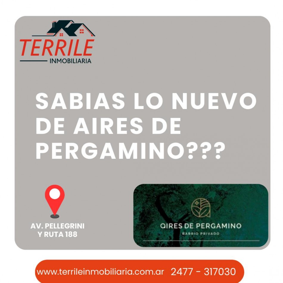 Pergamino Terrenos en venta - Barrio Privado Aires de Pergamino - Av. Pellegrini y Ruta 188 