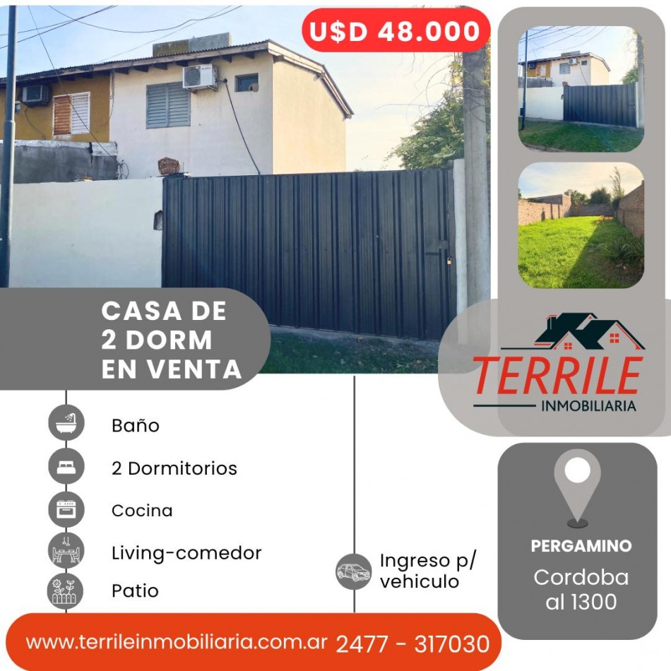 Pergamino Casa 2 Dorm en venta - Cordoba al 1300 