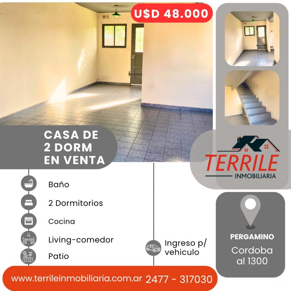 Pergamino Casa 2 Dorm en venta - Cordoba al 1300 
