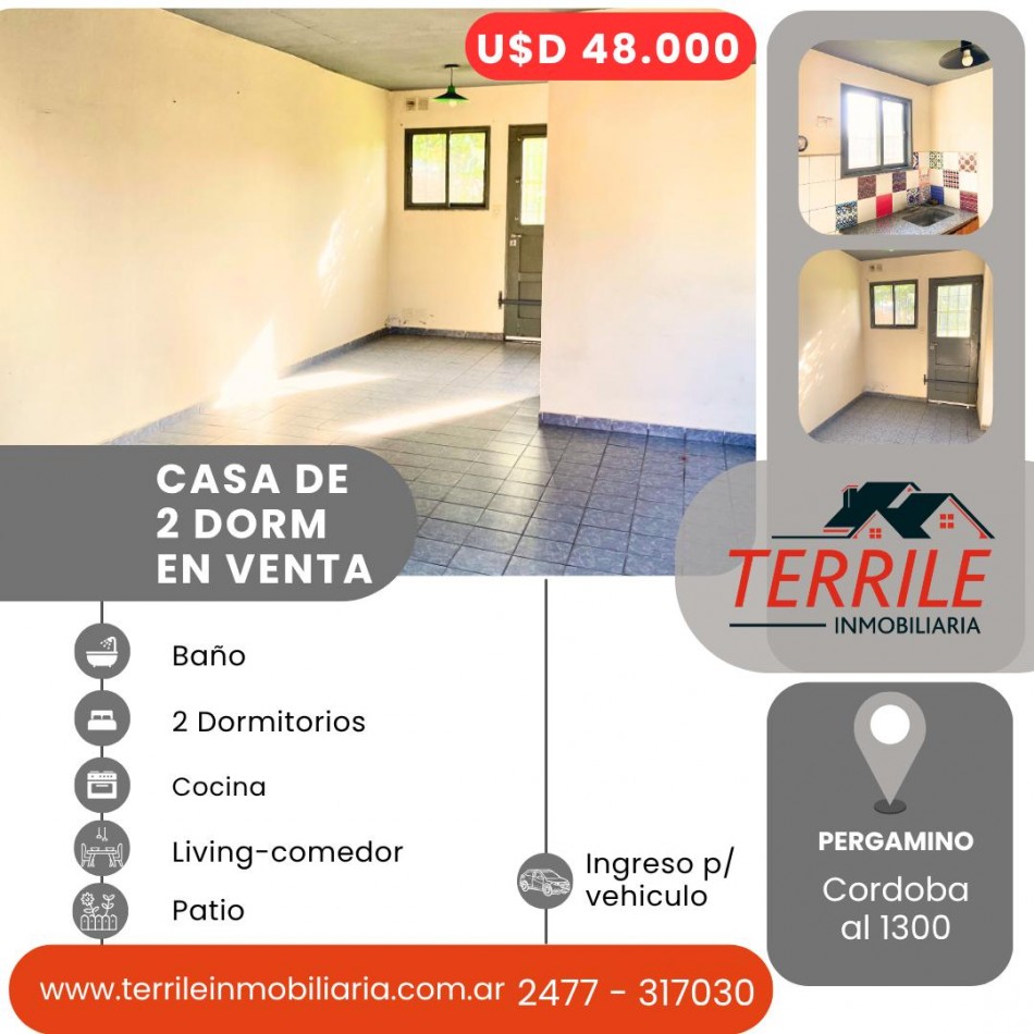 Pergamino Casa 2 Dorm en venta - Cordoba al 1300 