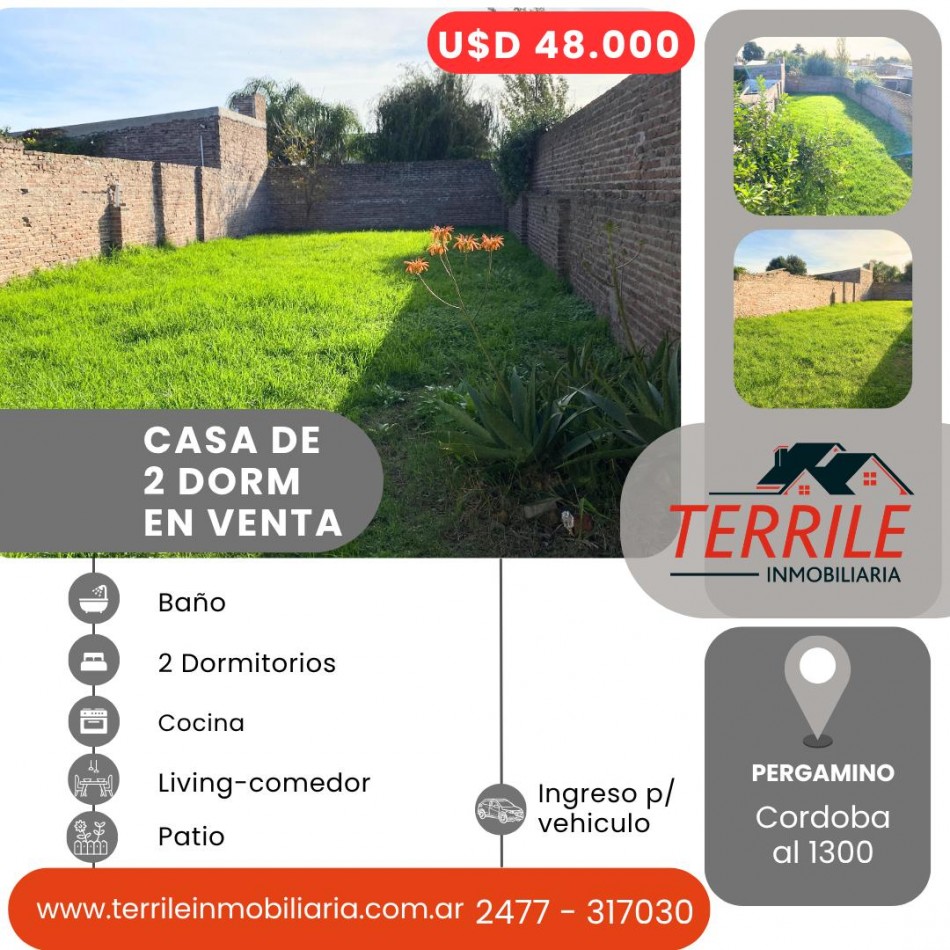 Pergamino Casa 2 Dorm en venta - Cordoba al 1300 