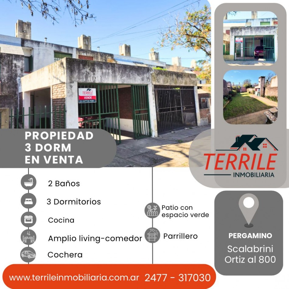 Pergamino Casa 3 Dorm en venta - Scalabrini Ortiz al 800 - B° Gral. San Martin 