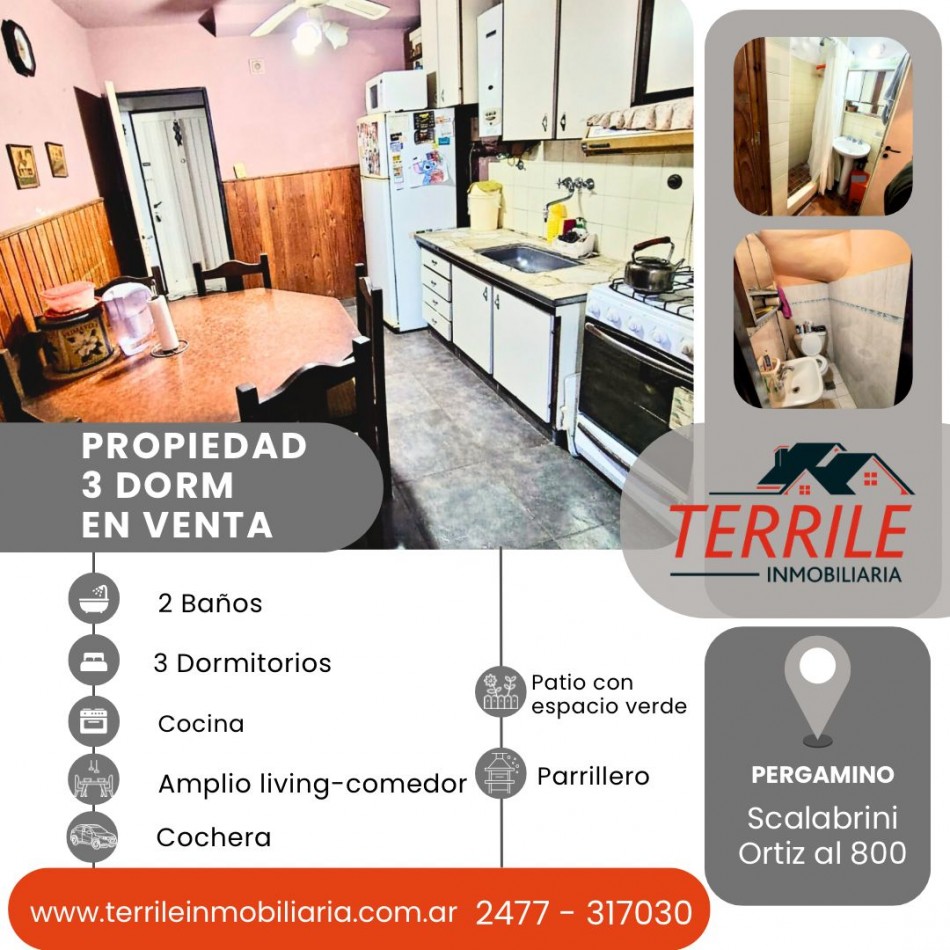 Pergamino Casa 3 Dorm en venta - Scalabrini Ortiz al 800 - B° Gral. San Martin 