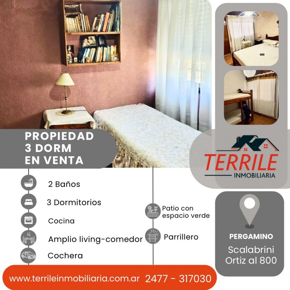 Pergamino Casa 3 Dorm en venta - Scalabrini Ortiz al 800 - B° Gral. San Martin 