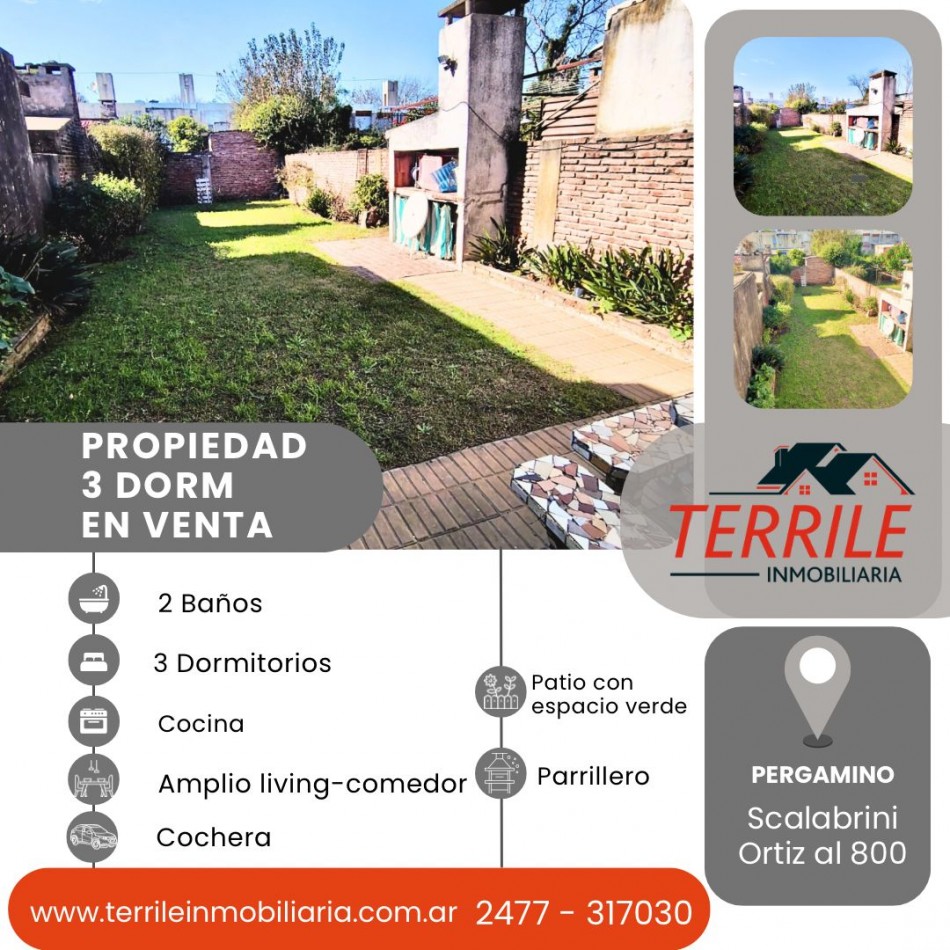 Pergamino Casa 3 Dorm en venta - Scalabrini Ortiz al 800 - B° Gral. San Martin 