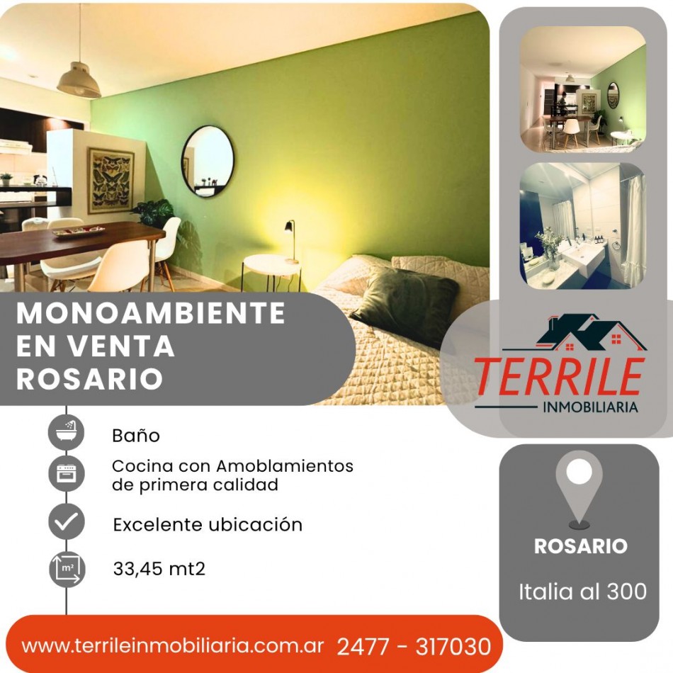 Rosario Excelente Monoambiente en venta - Italia al 300 