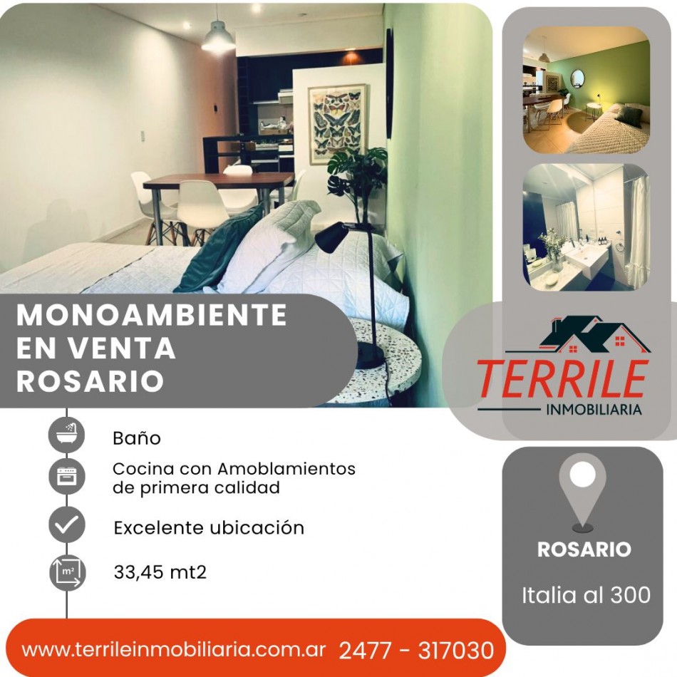 Rosario Excelente Monoambiente en venta - Italia al 300 