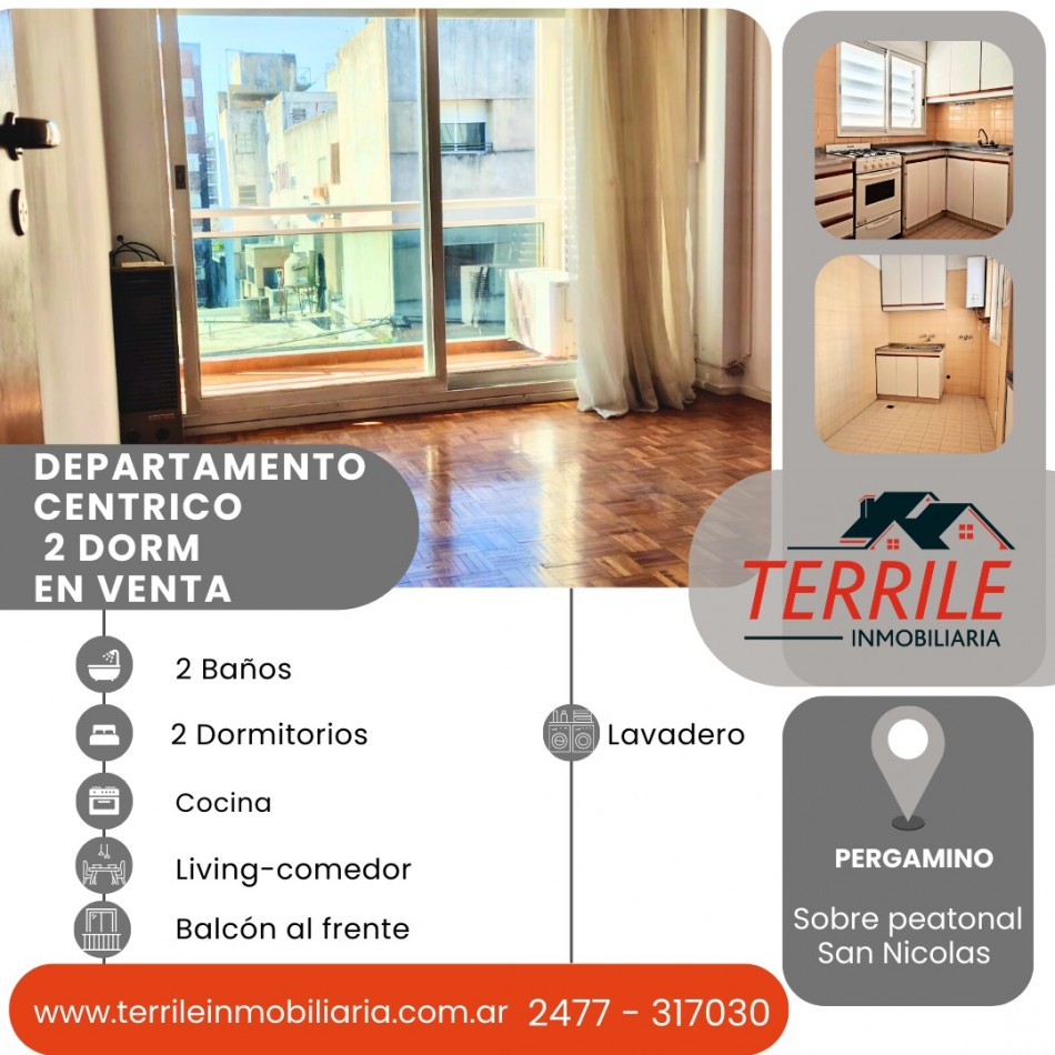 Pergamino Dpto 2 Dorm en venta - Peatonal San Nicolas - San Nicolas al 600 