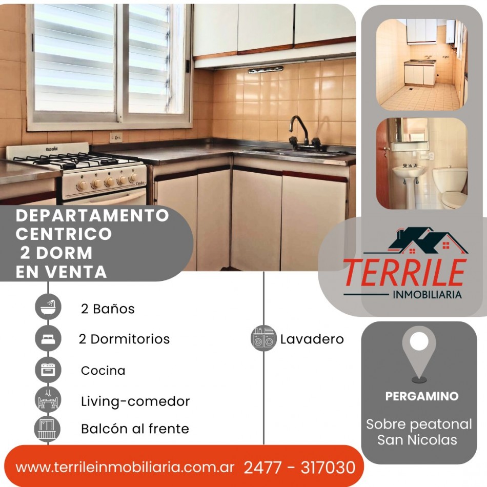 Pergamino Dpto 2 Dorm en venta - Peatonal San Nicolas - San Nicolas al 600 