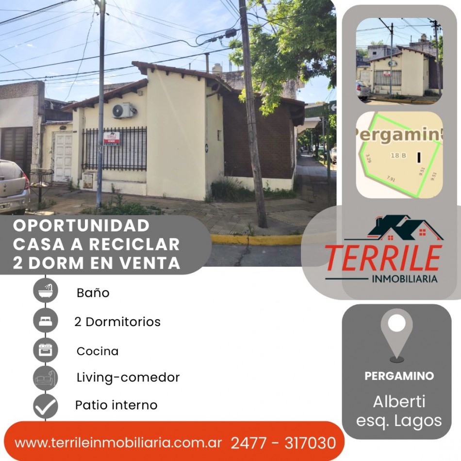 Pergamino Propiedad 2 Dorm a Reciclar en venta - Alberti esq. Lagos 
