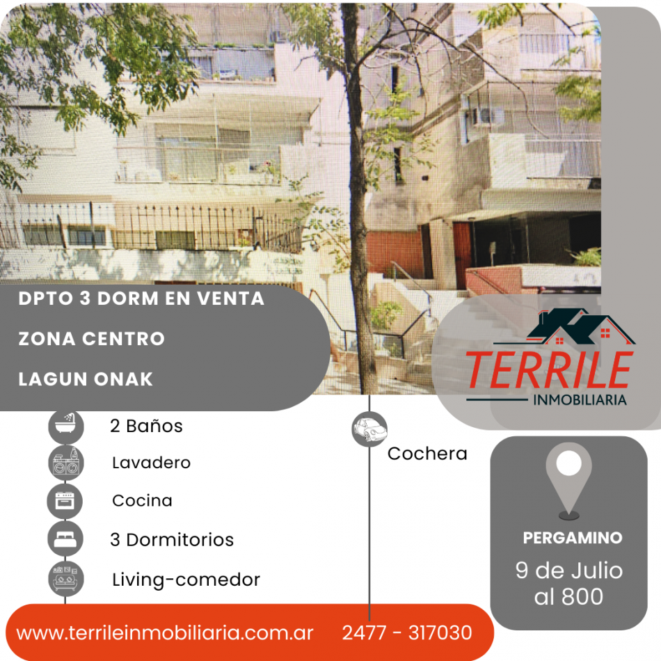 Pergamino Excelente Dpto 3 Dorm en venta - Edif. Lagun Onak - 9 de Julio al 800