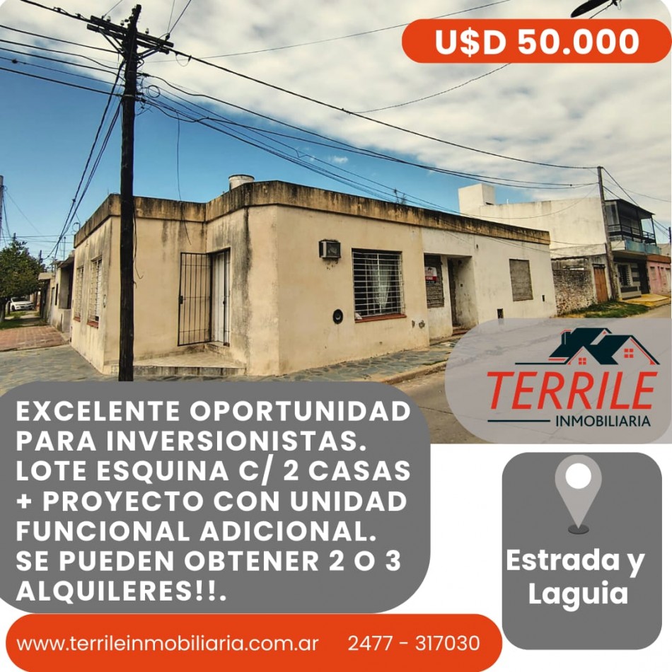 Pergamino Excelente Oportunidad p/ Inversores - Lote esquina c/ 2 casas en venta - Estrada y Laguia 