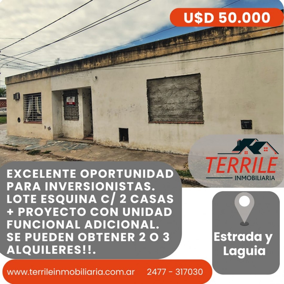Pergamino Excelente Oportunidad p/ Inversores - Lote esquina c/ 2 casas en venta - Estrada y Laguia 